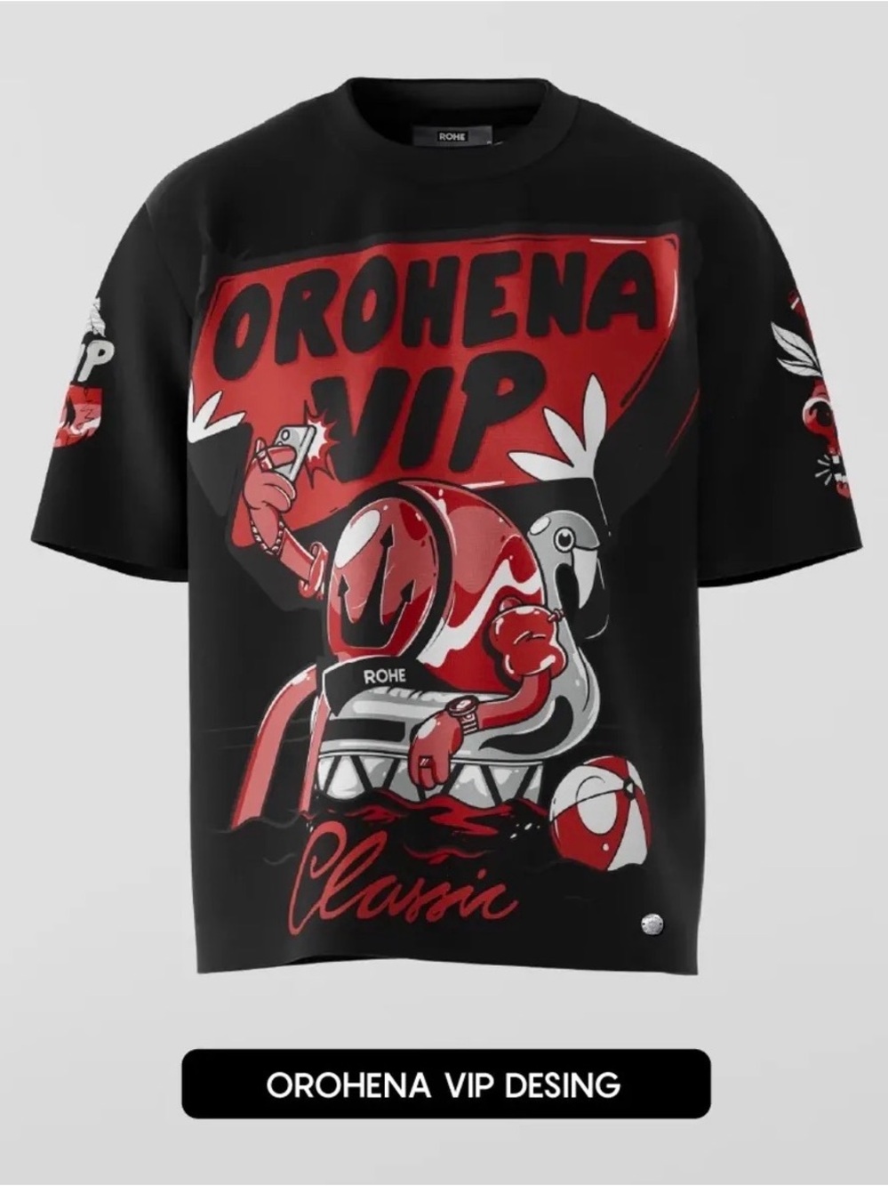 Orohena VIP Men’s Graphic Tee - Black & Red